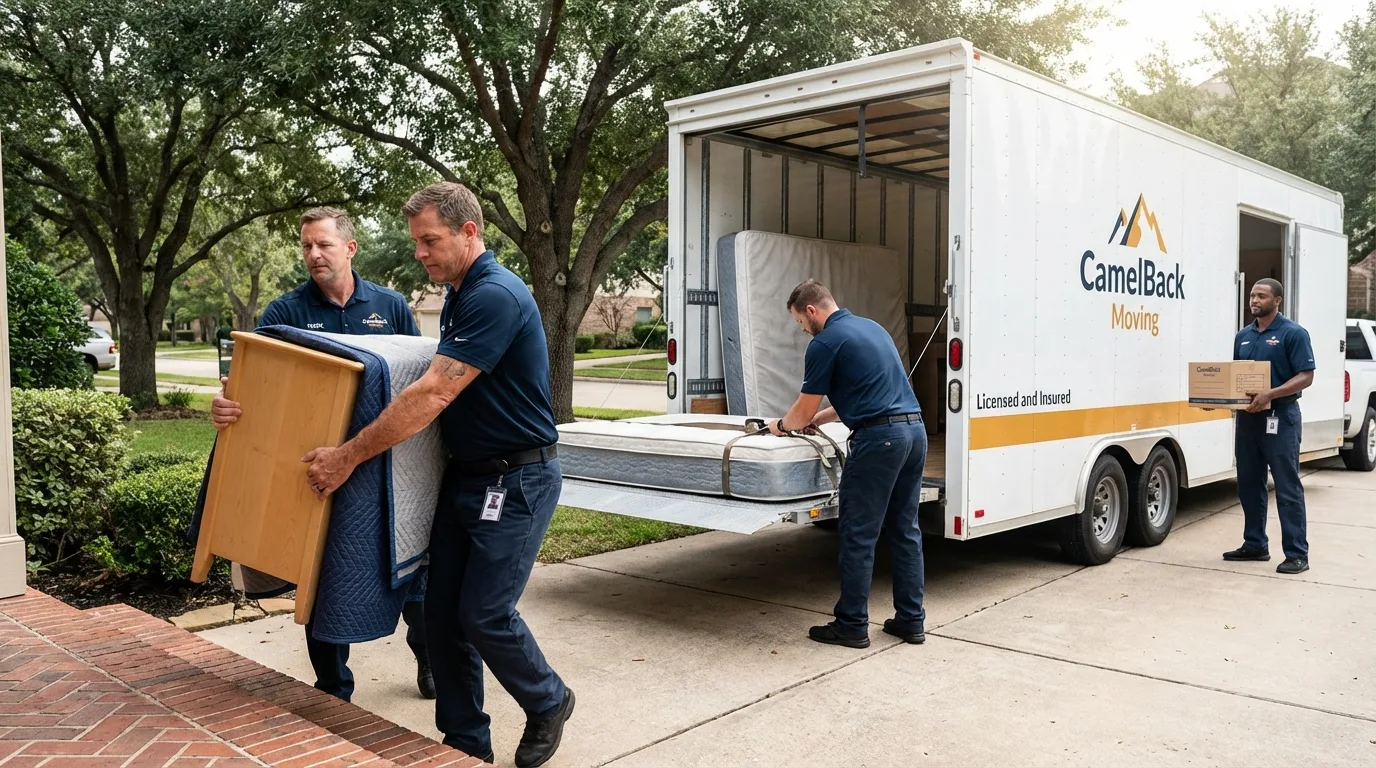 Crew loading residential truck for cross-state move from Harveys Lake, PA