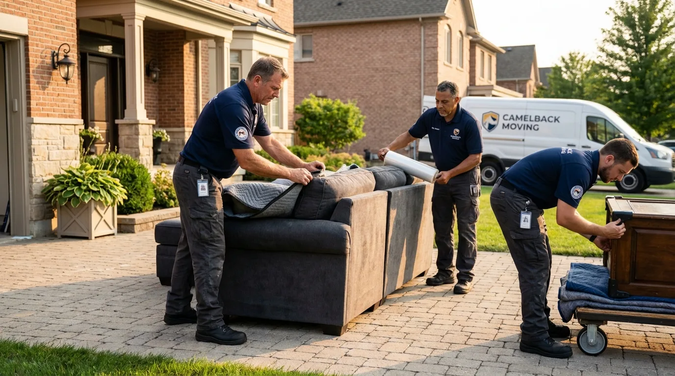 Large estate moving crew wrapping furniture in Harveys Lake, PA