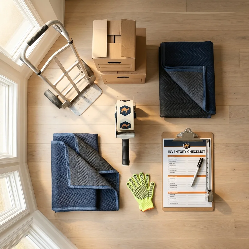 Professional moving supplies and packing materials layout for Harveys Lake residential relocations
